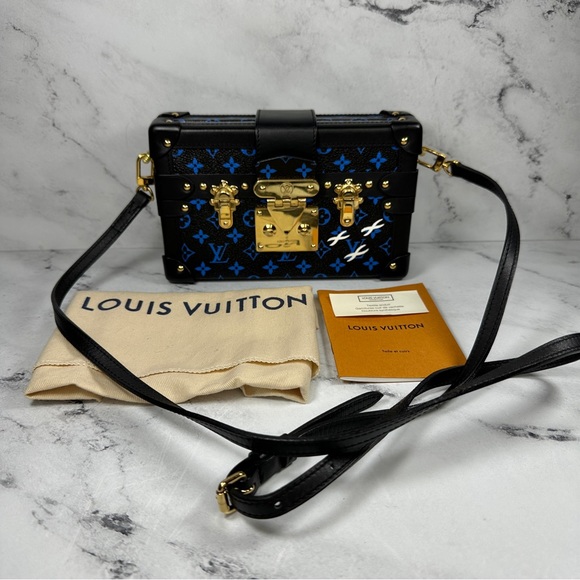 Louis Vuitton Petite Malle Trunk Crossbody shoulder bag Blue/Black Monogram LV - Picture 3 of 15